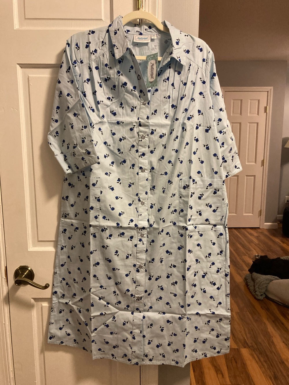 National Brand Blue Floral Button-Front Nightgown